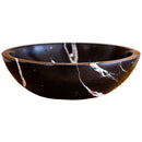 Natural Stone Toros Black Marble Above Vanity Bathroom Sink (D)16" (H)6" side view product shot
