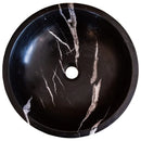 Natural Stone Toros Black Marble Above Vanity Bathroom Sink (D)16" (H)6" product shot top view