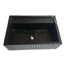 Toros Black Marble Rectangular Wall-mount Bathroom Sink Fluted (W)16" (L)24" (H)7" Polished angle view