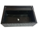 Toros Black Marble Rectangular Wall-mount Bathroom Sink Fluted (W)16" (L)24" (H)7" Polished top view