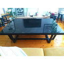 Polished Marble Rectangular Coffee Table with Black Metal Legs