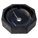 Toros Black Marble Octagon Above-vanity Bathroom Sink Polished (D)16" (H)5" angle view