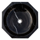 Toros Black Marble Octagon Above-vanity Bathroom Sink Polished (D)16" (H)5" top view