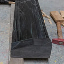 Black Marble Fireplace Mantel Hand Carved with White Veining - Polished 49 x 69 Inch