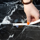 Toros Black Marble Rectangular Wall-mount Bathroom Sink (W)12" (W)18" (H)7" drain measure view