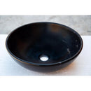 Black Natural Stone Marble Round Vessel Bathroom Sink Semi Polished
