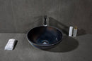 Black Natural Stone Marble Round Vessel Bathroom Sink Semi Polished