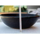 Black Natural Stone Marble Round Vessel Bathroom Sink Semi Polished