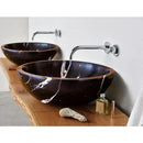 Black Marble Round Vessel Sink Polished Natural Stone 16 Inch