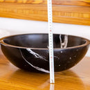 Black Marble Round Vessel Sink Polished Natural Stone 16 Inch