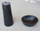 Toros Black Marble Natural Stone Stand-Alone Pedestal Oval Top Sink (W)17" (L)20" (H)33.5" base and top sink are on the ground