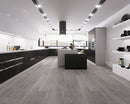 SPC Vinyl Rigid Core 7" Width 60" RL, 7mm Thick, 1.5mm IXPE Tranquil Grey Meraki Floors - Mazzia Collection Product shoot Kitchen view