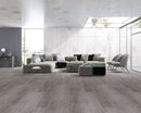 SPC Vinyl Rigid Core 7" Width 60" RL, 7mm Thick, 1.5mm IXPE Tranquil Grey Meraki Floors - Mazzia Collection Product shoot Living Room view