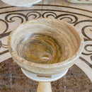 Travertine Onyx Round Beige Vessel Sink For Bathroom With Honed Finish