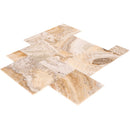 Traonyx travertine tiles honed pattern TONYXPATH 4 sized pattern angle wide view