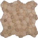 Travertine blend river rock 11.42X11.42 tumbled marble mesh mounted mosaic tile SMOT-PEB-TRAVBLND product shot multiple tiles close up view