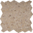 Travertine blend river rock 11.42X11.42 tumbled marble mesh mounted mosaic tile SMOT-PEB-TRAVBLND product shot multiple tiles top view