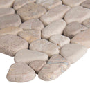 Travertine blend river rock 11.42X11.42 tumbled marble mesh mounted mosaic tile SMOT-PEB-TRAVBLND product shot profile view
