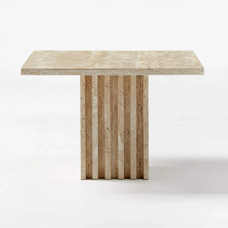 Troia Light Beige rectangular Travertine coffee side table 99920002 honed W13 L21 H16 angle view