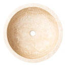 Troia Light Travertine Natural Stone Pumpkin Shape Above Vanity Bathroom Vessel Sink top view product shot