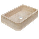 Light Travertine Farmhouse Apron Sink 18x27.5x7 - Handcrafted Turkish Stone Bathroom Faucet Set