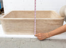 Light Travertine Farmhouse Apron Sink 18x27.5x7 - Handcrafted Turkish Stone Bathroom Faucet Set
