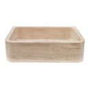 Light Travertine Farmhouse Apron Sink 18x27.5x7 - Handcrafted Turkish Stone Bathroom Faucet Set