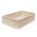Troia Light Travertine Rectangular Farmhouse Kitchen Sink (W)18" (L)27.5" (H)7" profile view