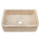 Troia Light Travertine Rectangular Farmhouse Kitchen Sink (W)18" (L)27.5" (H)7" angle front view