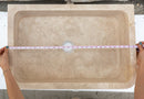 Troia Light Travertine Rectangular Farmhouse Kitchen Sink (W)18" (L)27.5" (H)7" length measure view
