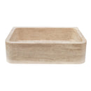 Troia Light Travertine Rectangular Farmhouse Kitchen Sink (W)18" (L)27.5" (H)7" front view