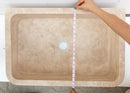 Troia Light Travertine Rectangular Farmhouse Kitchen Sink (W)18" (L)27.5" (H)7" width measure view