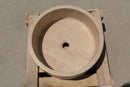 Troia Light Travertine Cylinder Round Above Vanity Bathroom Sink Honed (D)16" (H)6" top view