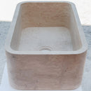 Troia Light Travertine Rectangular Farmhouse Kitchen Sink Honed (W)18" (L)30" (H)10" side angle view