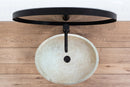 Travertine Oval Vessel Sink 16x21 Beige Handcrafted Natural Stone Bathroom Fixture