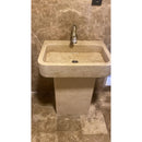Troia Light Travertine Pedestal Stand-alone Sink Honed and Filled (W)19" (L)26" (H)33.5" front view