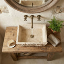 Light Beige Travertine Natural Stone Rustic Vessel Sink Hand Chiseled
