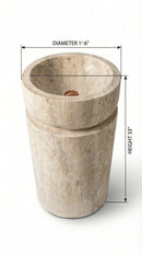 Luxury Travertine Pedestal Sink 18X18 Hand Carved Natural Stone Bathroom