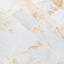 Troya Giallo Bianco White Marble Tile 12x24 Polished closeup view