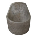 Tundra gray marble bathtub handcarved from solid marble block w29.5 l67 h19.5 SPTGMB32 product shot angle view
