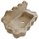 Tuscany Beige Travertine Wall-mount Wavy Edges Bathroom Sink with 5" Backsplash corner view