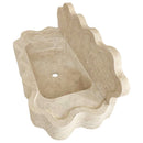 Tuscany Beige Travertine Wall-mount Wavy Edges Bathroom Sink with 5" Backsplash top angle view