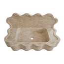 Tuscany Beige Travertine Wall-mount Wavy Edges Bathroom Sink with 5" Backsplash top angle view