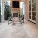 Tuscany beige pattern honed unfilled chipped travertine floor and wall tile TTBEIG PAT HUFC product shot outdoor view 