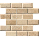 Tuscany ivory 12X12 honed beveled travertine mesh mounted mosaic tile SMOT-IVO-2X4HB product shot multiple tiles close up view