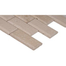 Tuscany ivory 12X12 honed beveled travertine mesh mounted mosaic tile SMOT-IVO-2X4HB product shot profile view