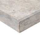 Tuscany silver 12x24 brushed travertine eased edges coping LCOPTSIL1224HUFBR-EE product shot profile view