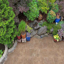 Tuscany walnut 16x24 travertine paver tile LPAVTWAL1624T product shot garden view