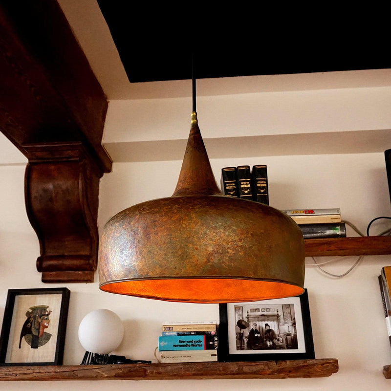 Aged Rustic Copper Farmhouse Pendant Light with Antique Finish