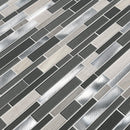 Urban loft interlocking 12X12 glass stone and metal mesh mounted mosaic tile SMOT-SGLSMTIL-URBLOF4MM product shot multiple tiles angle view